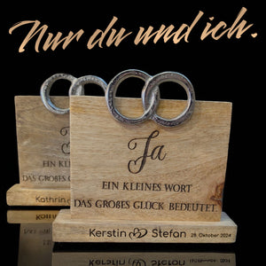 personalisiertes Hochzeitsgeschenk Spruch "Ja" Standbotschaft mit Wunschgravur