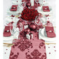 Dunkelroter Organza  mit Samtaufdruck 9m x 36cm | edle Tischläufer