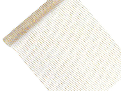 Organza bedruckt 9m x 48cm goldener Brokat Streifendesign