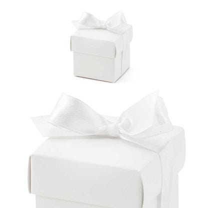 Geschenkboxen weiß mit Schleife 10 Stück