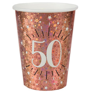 Pappbecher rosegold glänzend | Geburtstagsdeko 50