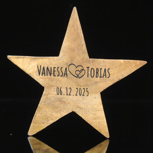 Personalisierter Deko Stern aus massivem Mangoholz 20cm