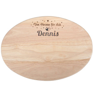 Personalisiertes Holzbrett mit Spruch "Von Herzen für dich" aus Hartholz natur 24x17cm