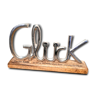 personalisierte Deko Schriftzug "Glück" aus Metall 25cm groß