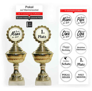 POKAL auf Marmor-Sockel 24cm (versch. Aufkleber)