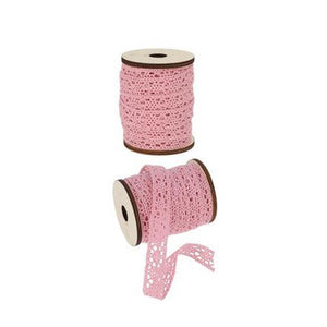 Deko Band Spitze auf Rolle rosa