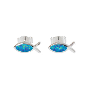 Ohrstecker Fisch 1cm perlmutt blau