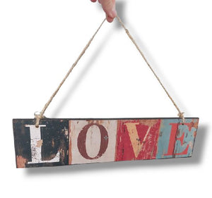 Tür-/Wandhänger Color Block "LOVE" im Vintage-Stil