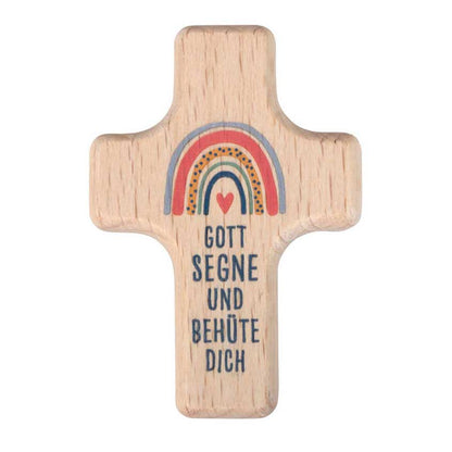 Kreuz mit Regenbogen personalisiert | Handschmeichler für Kinder  "Gott segne und behüte dich" (Kopie)