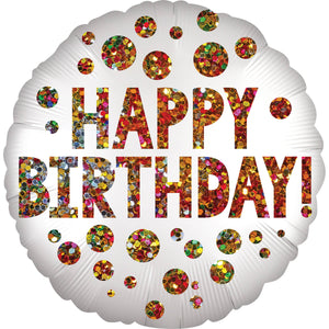 Folienballon rund Happy Birthday Pailletten rot/bunt