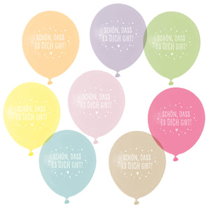 Luftballons pastell mit Druck "Schön, dass es dich gibt!" 10Stk. sortiert