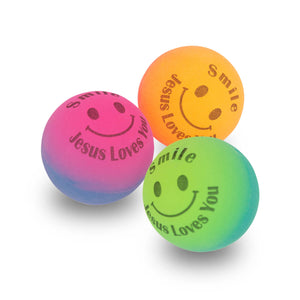 Flummi Set Smiley neonfarben "Smile - Jesus Loves You"