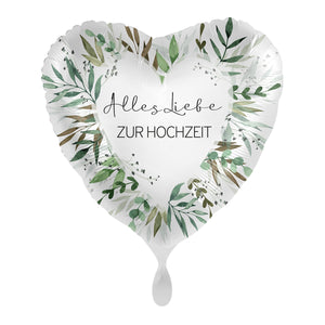 Folienballon Herz Greenery Wedding "Alles Liebe zur Hochzeit"