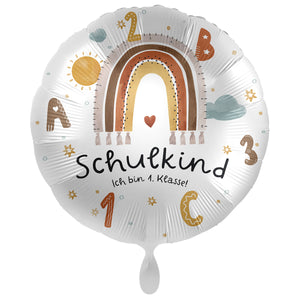 Folienballon mit Regenbogen zur Einschulung "Schulkind Ich bin 1. Klasse!"