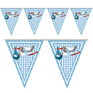 Wimpelkette Junge Storch blau 10 m