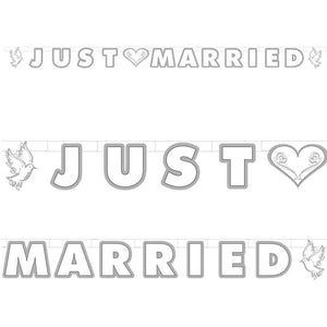 Textkette "just married" (Taube) 1,8 m