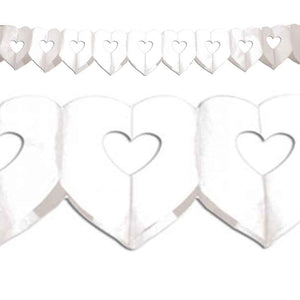 Papiergirlande Doppelherz weiß 6 m