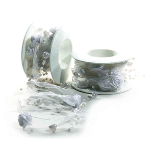 Dekoband "Rosen" weiß, ca. 180cm