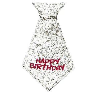 Party-Krawatte "Happy Birthday" silber