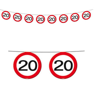 Partykette Verkehrsschild Zahl 20 Länge bis 12m