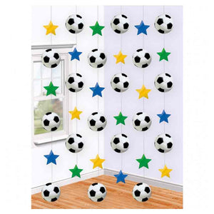 Fußball Deckenhänger mit bunten Sternen, 6 Stück à 2 m