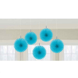 Hanging Fan Decoration 5er-Set hellblau