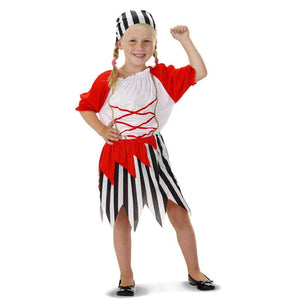 Kinder Kostüm Piraten Girl schwarz rot Gr. S (104/110/116)