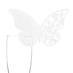 Glasrandkarten Schmetterling perlweiß mit  Blumenornamenten WSZ6
