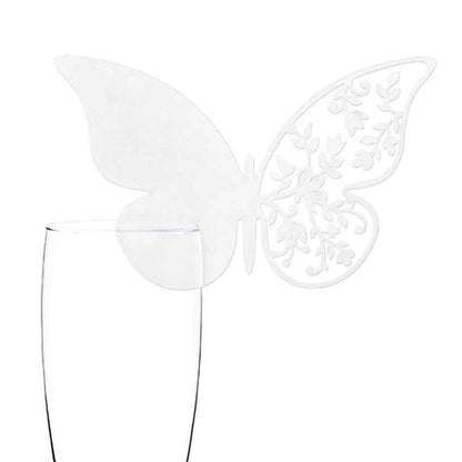 Glasrandkarten Schmetterling perlweiß mit  Blumenornamenten WSZ6