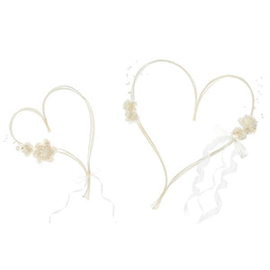 Autoschmuck Rattanherz mit Blumen crème 2er-Set