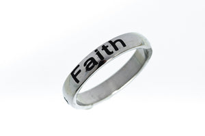 schmaler Ring "Love, Faith, Hope" Edelstahl silbern