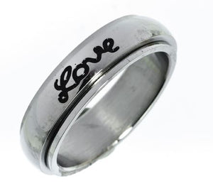 Dreh Ring Love Faith Hope Edelstahl silbern