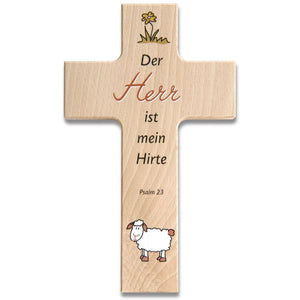 Holzkreuz "Der Herr ist mein Hirte" 15cm.