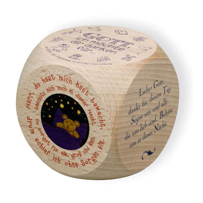 Gebetswürfel Abendgebete für Kinder Holzwürfel 6cm natur, bunt