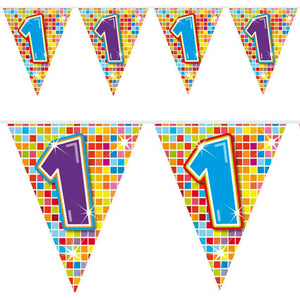 Wimpelkette Mini Geb.Blocks 3m,  Zahl 1