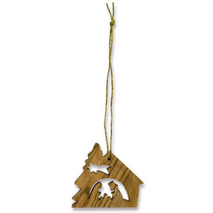 Baumschmuck Krippe 4cm handgearbeitet aus Olivenholz