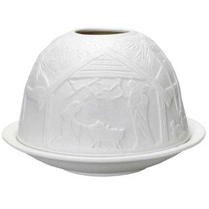 Windlicht Krippe 12x8cm Adventsdekoration aus Bisquitporzellan