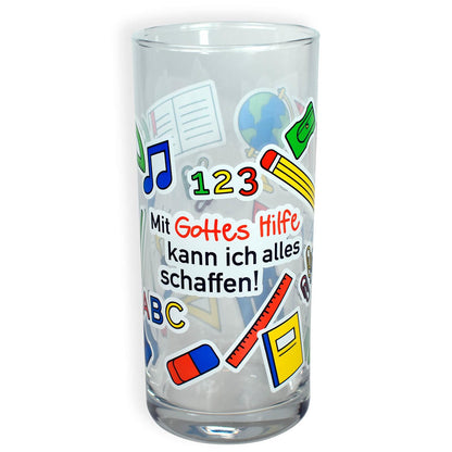 Trinkglas "Mit Gottes Hilfe", 0,25 ltr. in Einzelverpackung