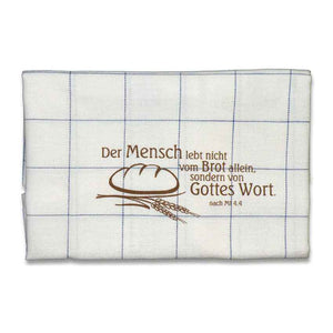 Küchentuch blau Der Mensch lebt nicht vom Brot allein 60x50cm