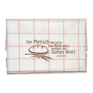 Küchentuch rot, "Der Mensch lebt...." 100% Baumwolle, 60x50 cm