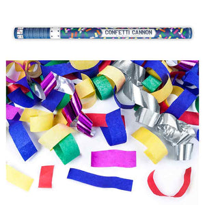 Konfetti-Kanone 40, 60 oder 80 cm bunte mit metallischen Luftschlangen