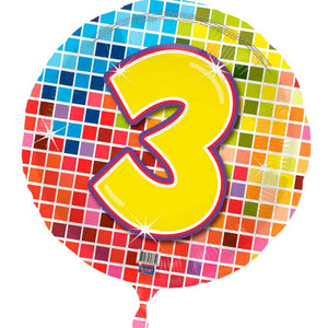 Birthday Blocks Folienballon ZAHL 3 flach