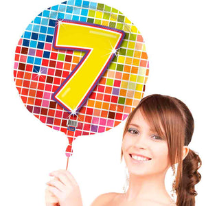 Birthday Blocks Folienballon ZAHL 7 flach