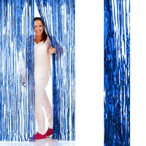 Türhänger aus Metallic-Folie "Lametta" blau