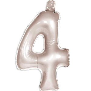 Silberne aufblasbare ZAHL 4 ca. 35 cm