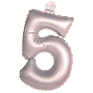 Silberne aufblasbare ZAHL 5 ca. 35 cm