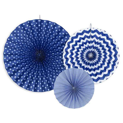 Deko-Rosetten 3 teilig Königsblau Marineblau