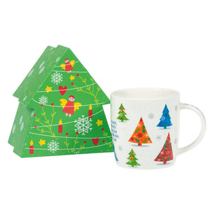 Weihnachtstasse Tannenbäume Stille Nacht