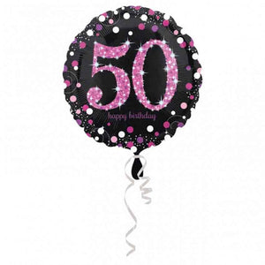 Glamour PINK Happy Birthday Folienballon ZAHL 50