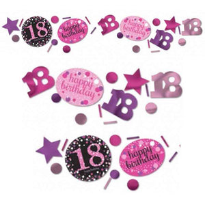 GLAMOUR PINK Happy Birthday Tischkonfetti Set ZAHL 18
